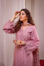3PC EMBROIDERED DHANAK SUIT -SW638 - Image 5
