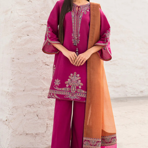 3PC EMBROIDERED DHANAK SUIT - SW341