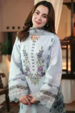 3PC EMBROIDERED DHANAK SUIT - SW627 - Image 2