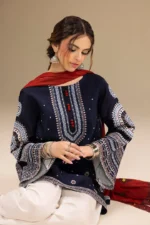3PC EMBROIDERED DHANAK SUIT - SW636 - Image 5
