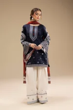 3PC EMBROIDERED DHANAK SUIT - SW636 - Image 2