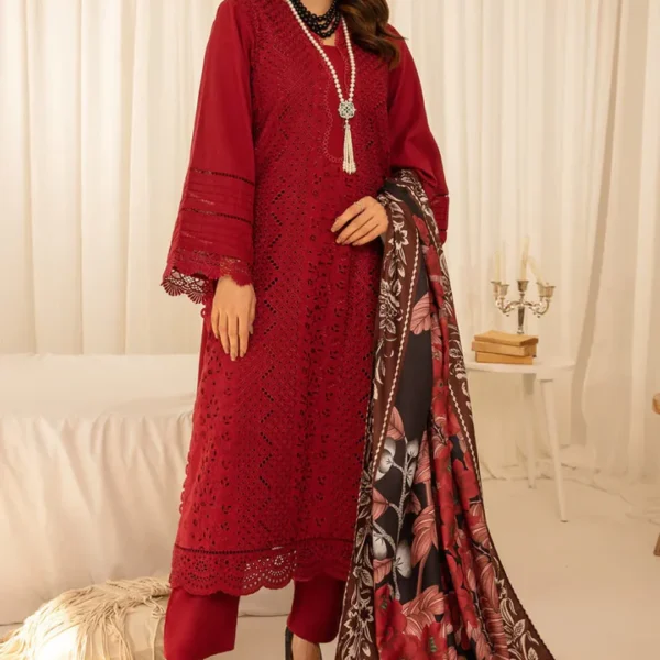 3 PC BORING EMBROIDERED DHANAK SUIT-SW586