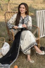3 PC EMBROIDERED DHANAK SUIT -SW632 - Image 3
