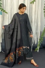 3PC EMBROIDERED DHANAK SUIT - SW637