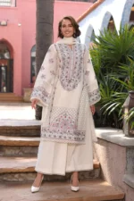 3PC EMBROIDERED DHANAK SUIT - SW631