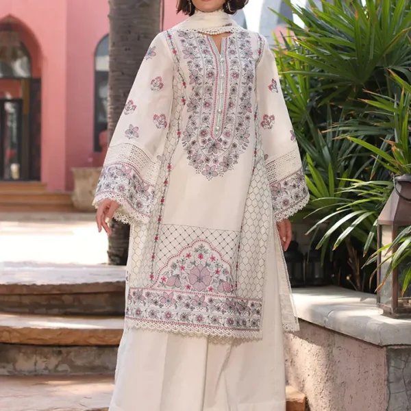 3PC EMBROIDERED DHANAK SUIT - SW631