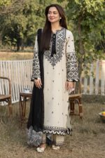 3 PC EMBROIDERED DHANAK SUIT -SW632