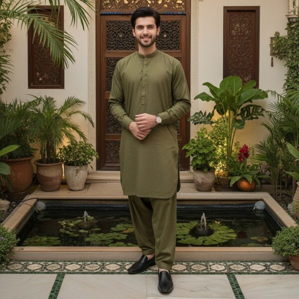 Winter Wash n Wear By Shahmeer- olive-green