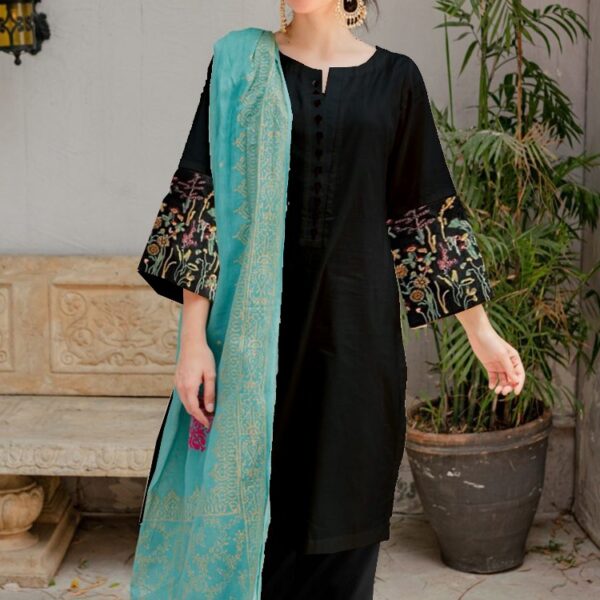 3 PIECE-EMBROIDERED DHANAK SUIT-SW569