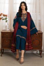 JAZMIN 3 PC  PREMIUM DHANAK EMBROIDERED  SUIT - SW824 - Image 3