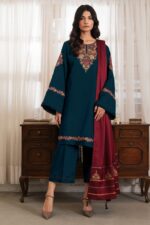 JAZMIN 3 PC  PREMIUM DHANAK EMBROIDERED  SUIT - SW824 - Image 2